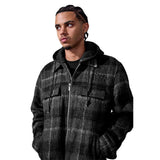 Jordan Craig - Flannel Over Shirt With Hood | Black Shadow