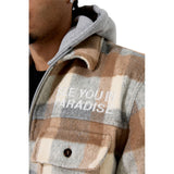 Jordan Craig - Flannel Over Shirt With Hood | Khaki