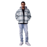 Jordan Craig - Flannel Over Shirt With Hood | L/Blue