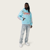 Smoke Rise - Racing Double Layer Hoodie | Sky Blue