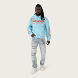 Smoke Rise - Racing Double Layer Hoodie | Sky Blue