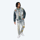 Smoke Rise - Magnificence Denim Varsity Jacket | Mechanical Blue