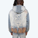 Smoke Rise - Grandeur Plaid Denim Hoodie Jacket | Munich Blue