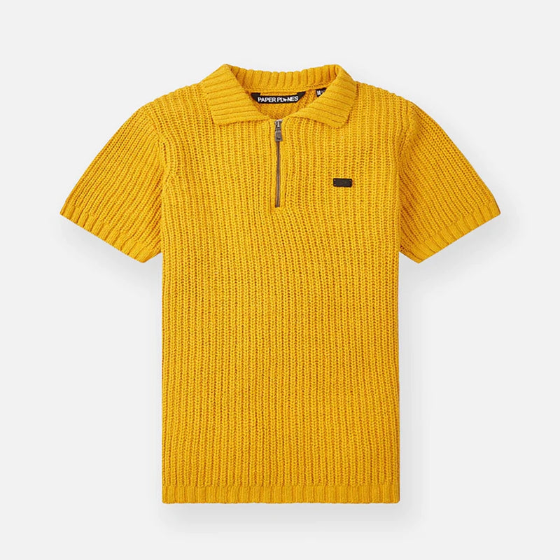 Paper Planes - Half Zip Polo Sweater | Saffron