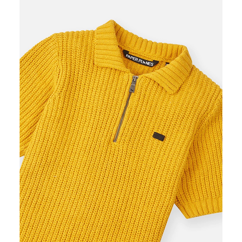 Paper Planes - Half Zip Polo Sweater | Saffron