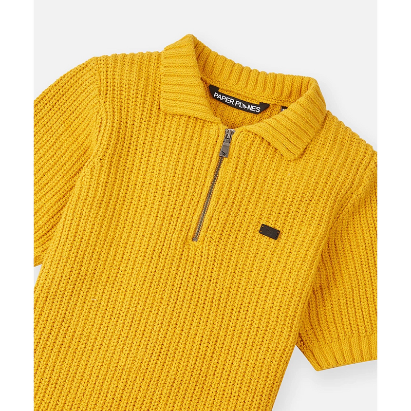 Paper Planes - Half Zip Polo Sweater | Saffron