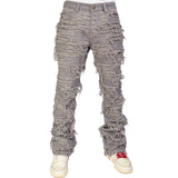 Thrashed Distressed Stacked Flared Debris 515 | Grey