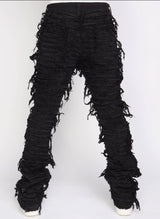 Thrashed Distressed Stacked Flared Debris 508| Jet Black