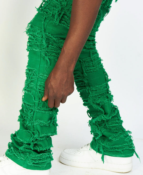 Thrashed Distressed Stacked Flared Debris 506 | Kelly Green
