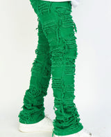 Thrashed Distressed Stacked Flared Debris 506 | Kelly Green