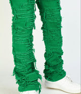 Thrashed Distressed Stacked Flared Debris 506 | Kelly Green