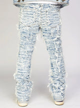 Thrashed Distressed Stacked Flared Debris 516 | Blue Wash