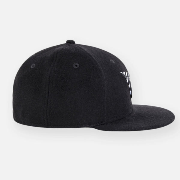 Wool Melton Crown 9Fifty Leather Strapback Hat | Black