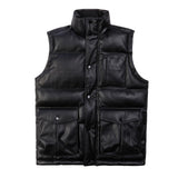Utility Vegan Leather Vest | Black