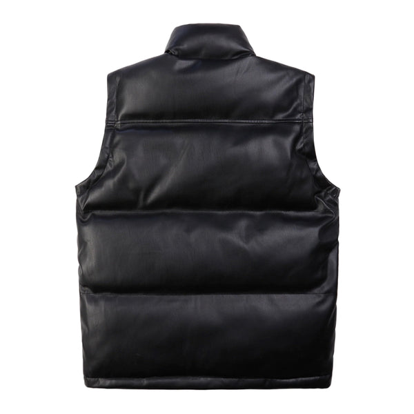 Utility Vegan Leather Vest | Black