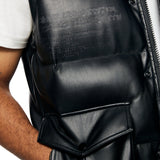 Utility Vegan Leather Vest | Black