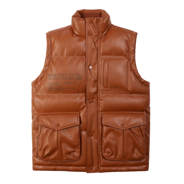 Utility Vegan Leather Vest | Cognac