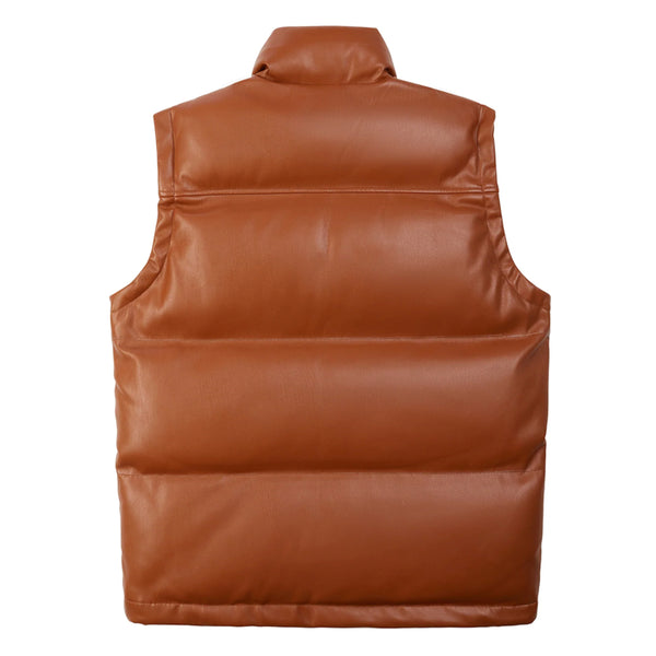 Utility Vegan Leather Vest | Cognac