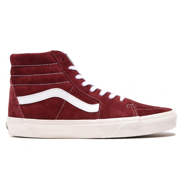 Vans - Sk8-Hi (Pig Suede) | Pomegranate - White