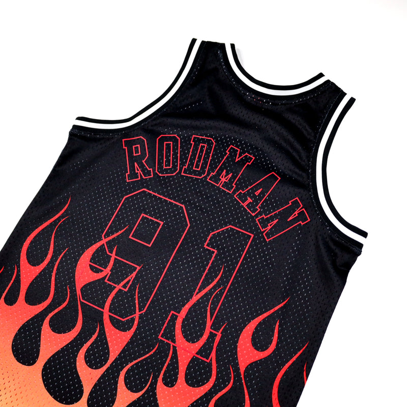 Mitchell & Ness Dennis Rodman Chicago Bulls Black 1997-98 Hardwood Classics Flames Swingman Jersey