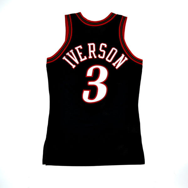 Allen Iverson #3 NBA Auth Jersey | Black - Red